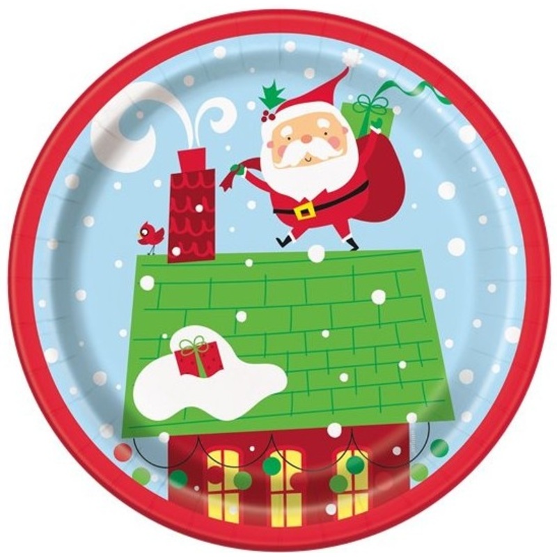 8 Father Christmas Paper Plates 18cm
