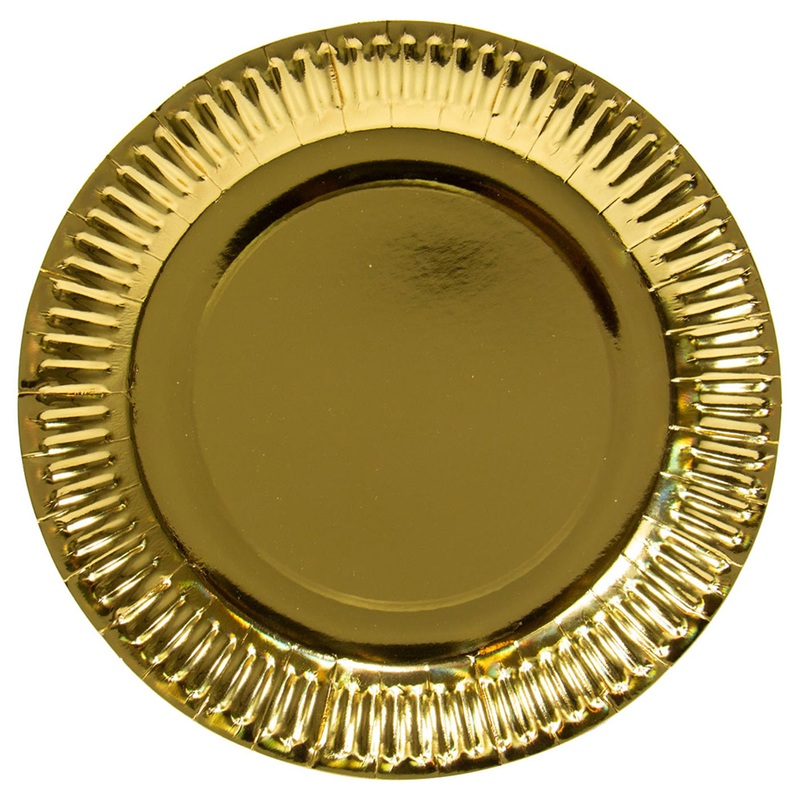 8 gold metallic plates 23cm