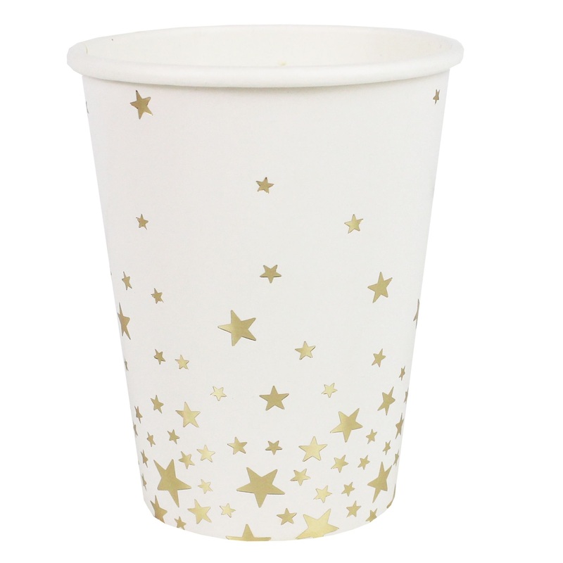 8 Golden Metallic Spell Star Paper Cups