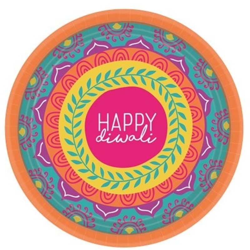 8 Happy Diwali Paper Plates 17.5cm