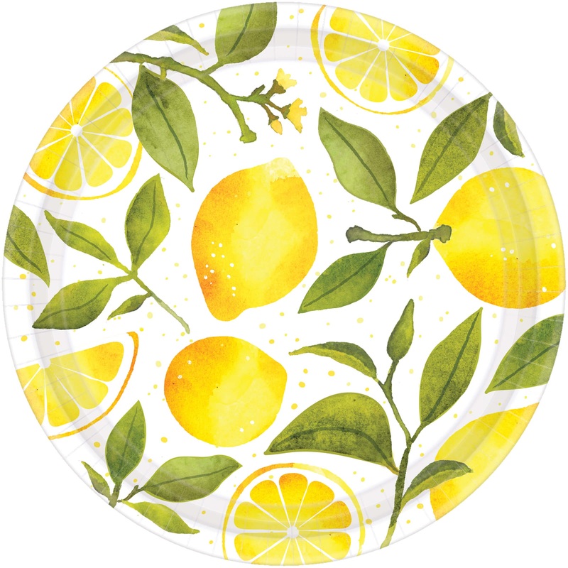 8 lime garden plates 27cm