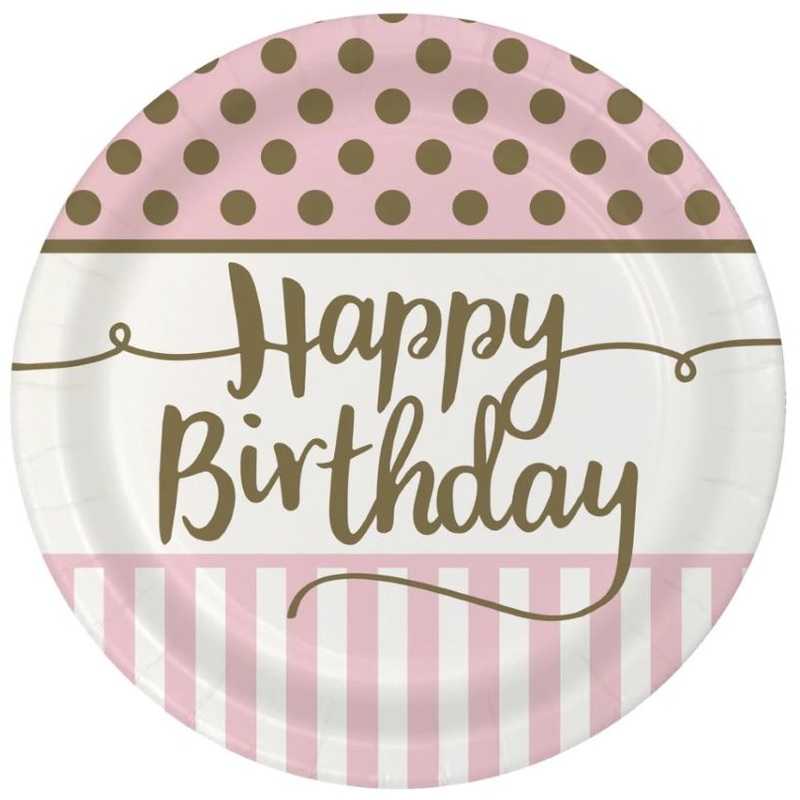 8 Lovely Birthday paper plates 23cm