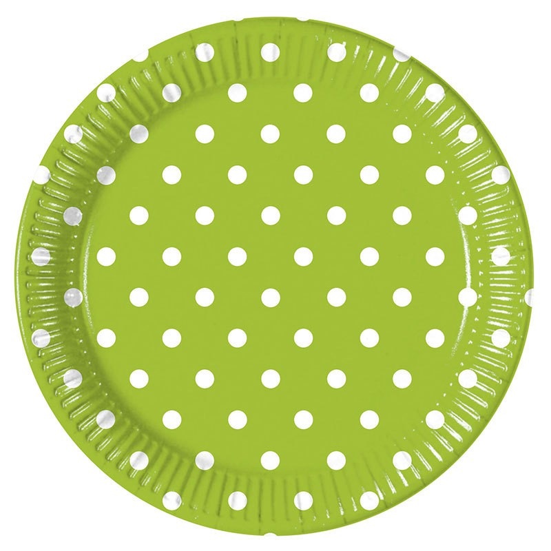 8 Mix Patterns dots plate light green 23cm