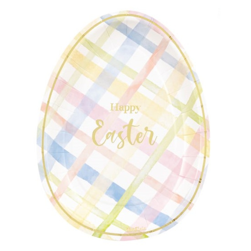 8 paper plates colorful Easter egg 22cm