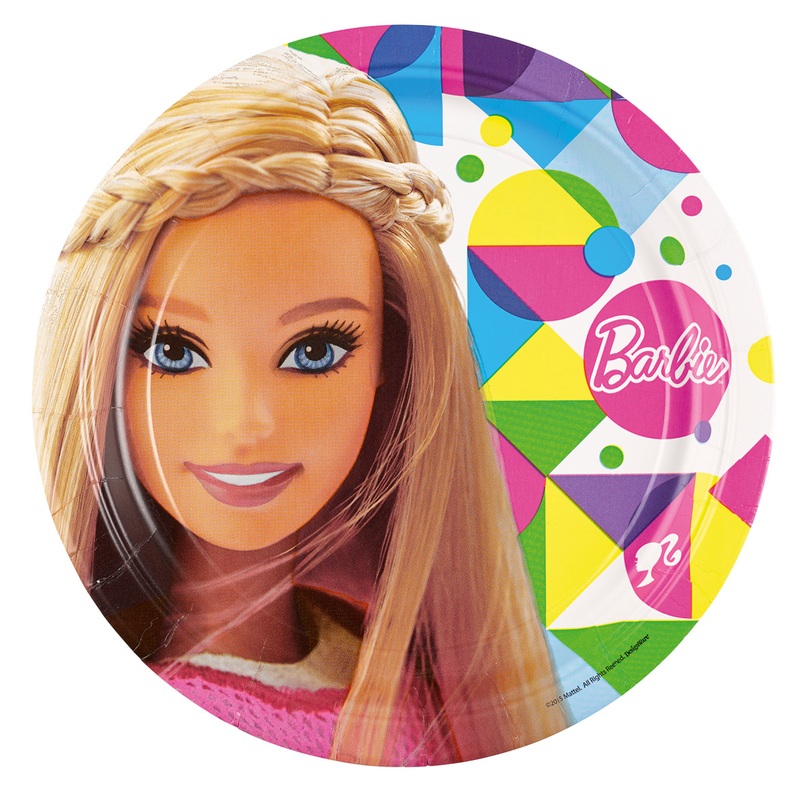 8 paper plates Partytime Barbie multicolored 23cm