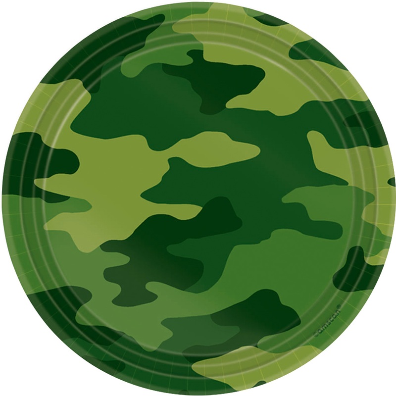 8 paper plates Partytime Camouflage 17.7cm