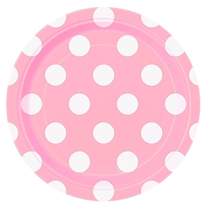 8 party plates Tiana light pink dotted 18cm