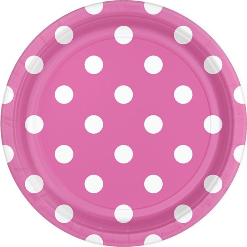 8 pink dots paper plates Lotta 18cm