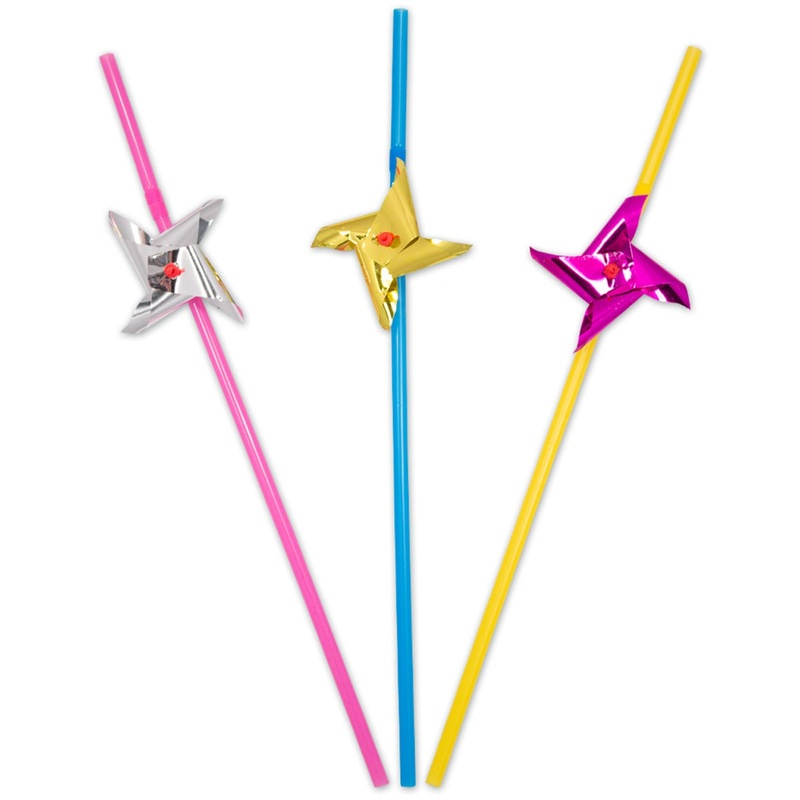 8 pinwheel straws multicolored 24cm