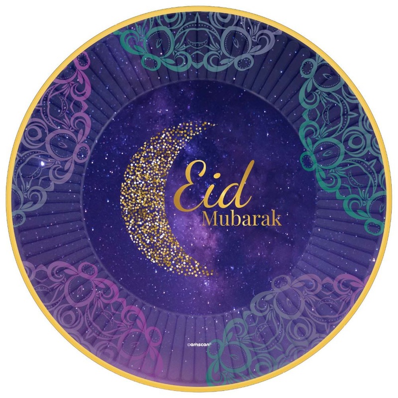 8 plates New Moon Eid Mubarak 23cm