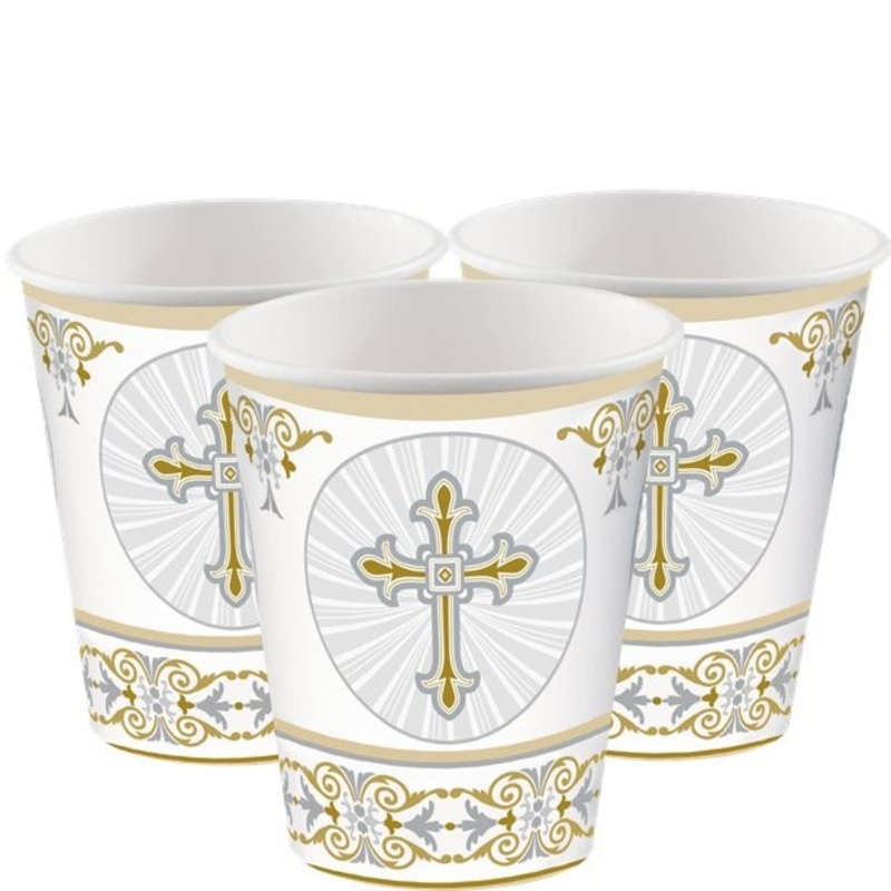 8 Radiant Cross Paper Cups 266ml