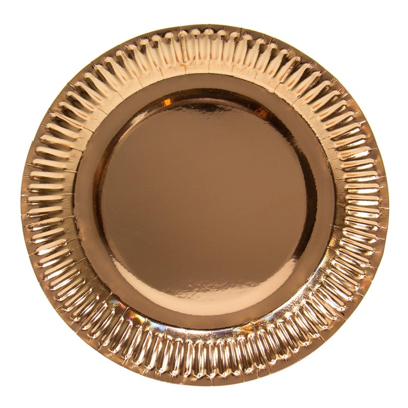 8 rose gold metallic plates 23cm