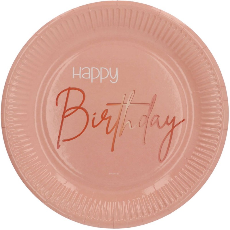 8 Rosy Blush paper plates 23 cm
