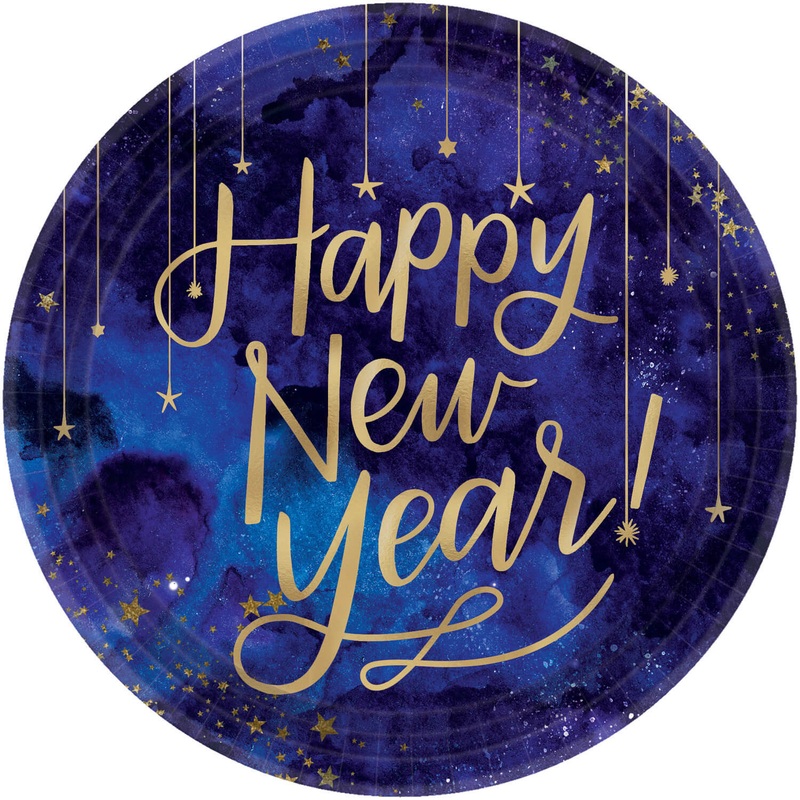 8 Shining New Year paper plates 27cm
