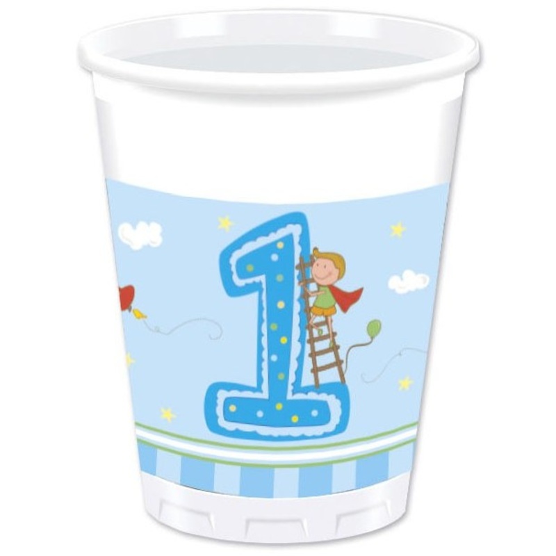 8 Theos 1st Birthday cups 200ml