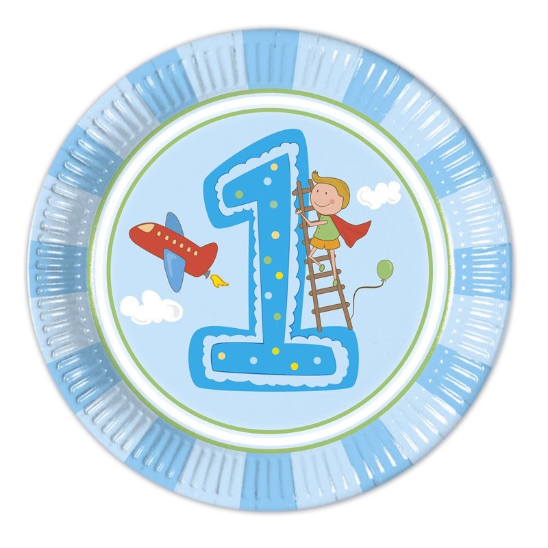 8 Theos 1st Birthday paper plates 23cm