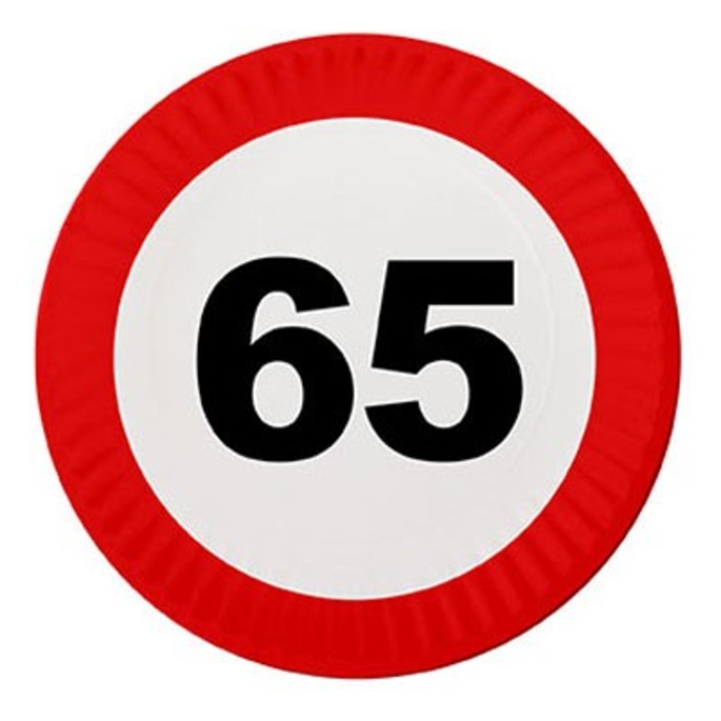 Happy 65th Birthday plates set of 8