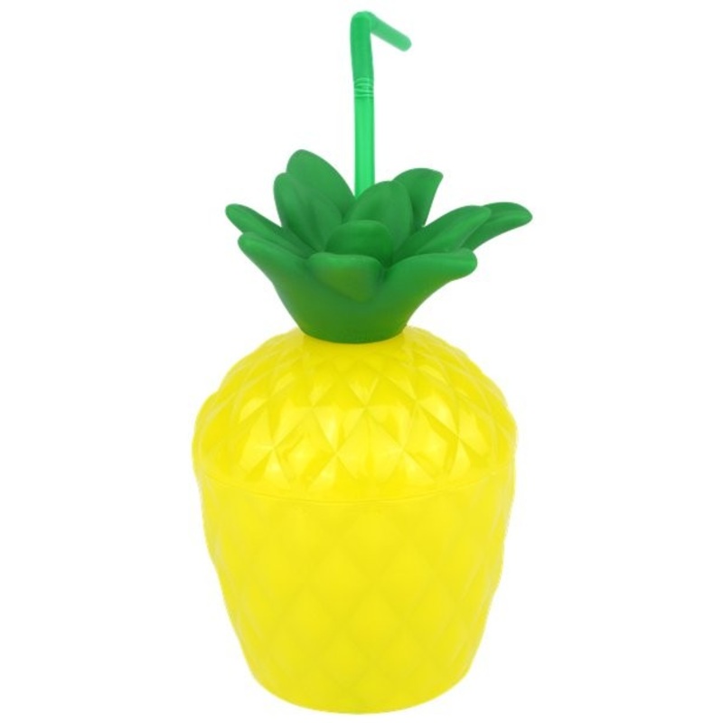 Pineapple party mug with drinking straw