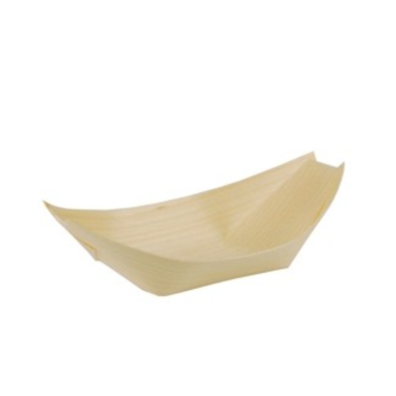 50 wooden finger food bowls shuttle 14 x 8.2cm