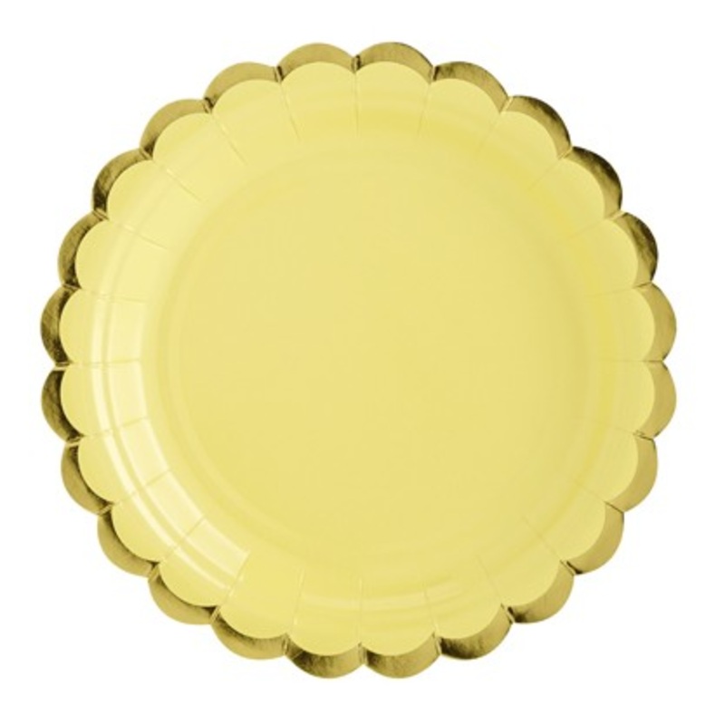 6 candy party paper plates yellow 18cm