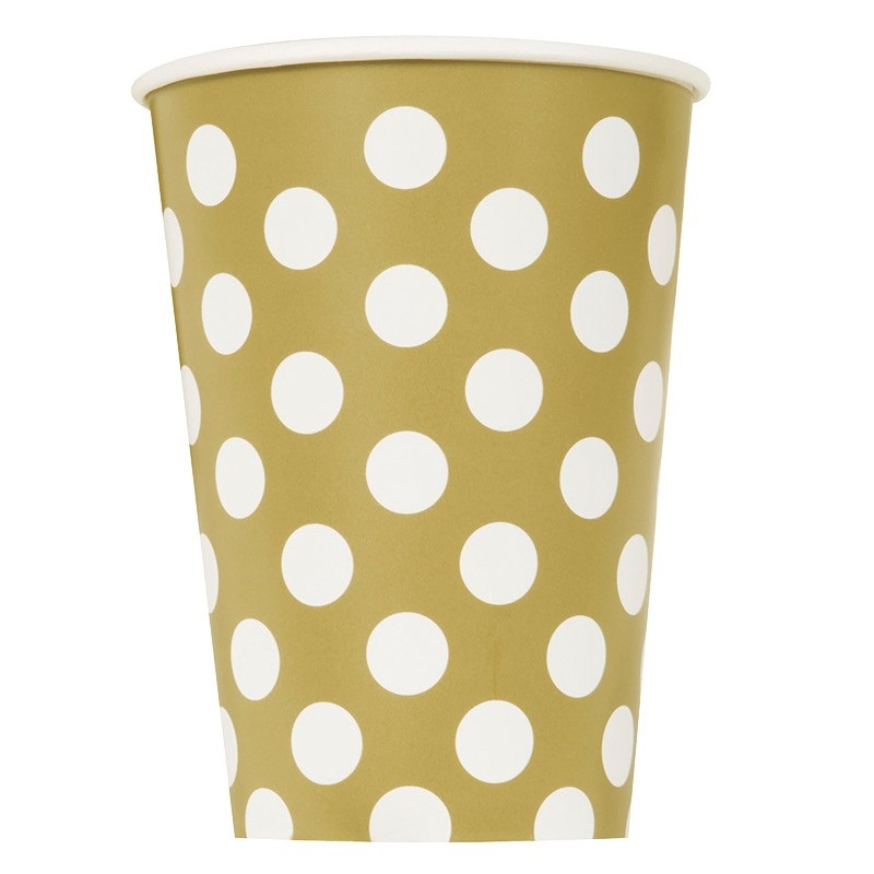 6 paper cups Tiana Gold Dotted 354ml