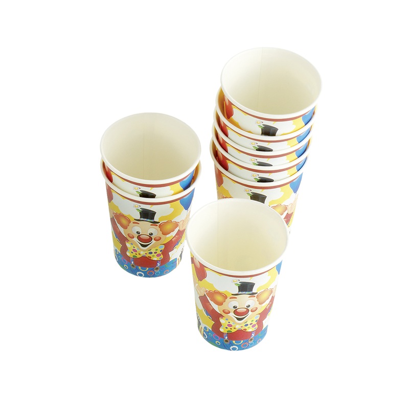 8 Circus Clown Federico paper cups 200ml