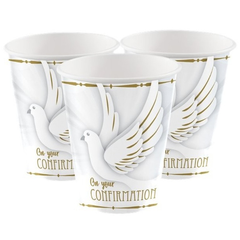 8 Confirmation paper cups Holy Day 266ml