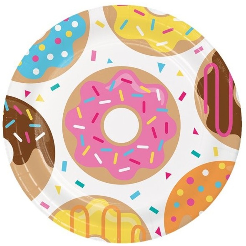 8 donut candy shop paper plates 23cm