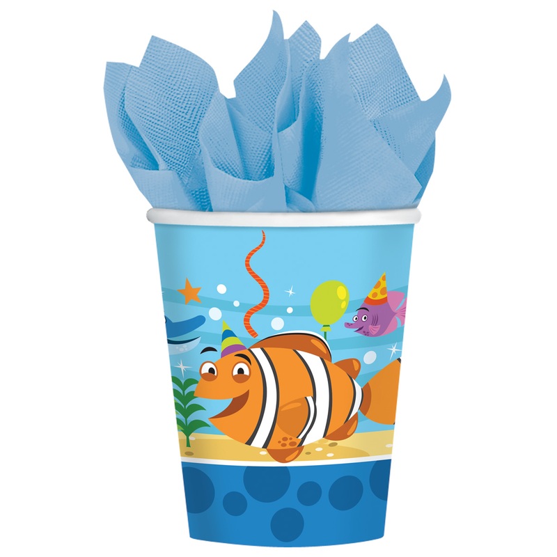 8 Funny Sea Party Paper Cups 266ml