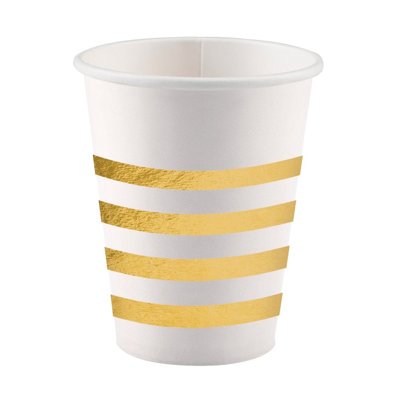 8 Golden Wishes Paper Cups 250ml