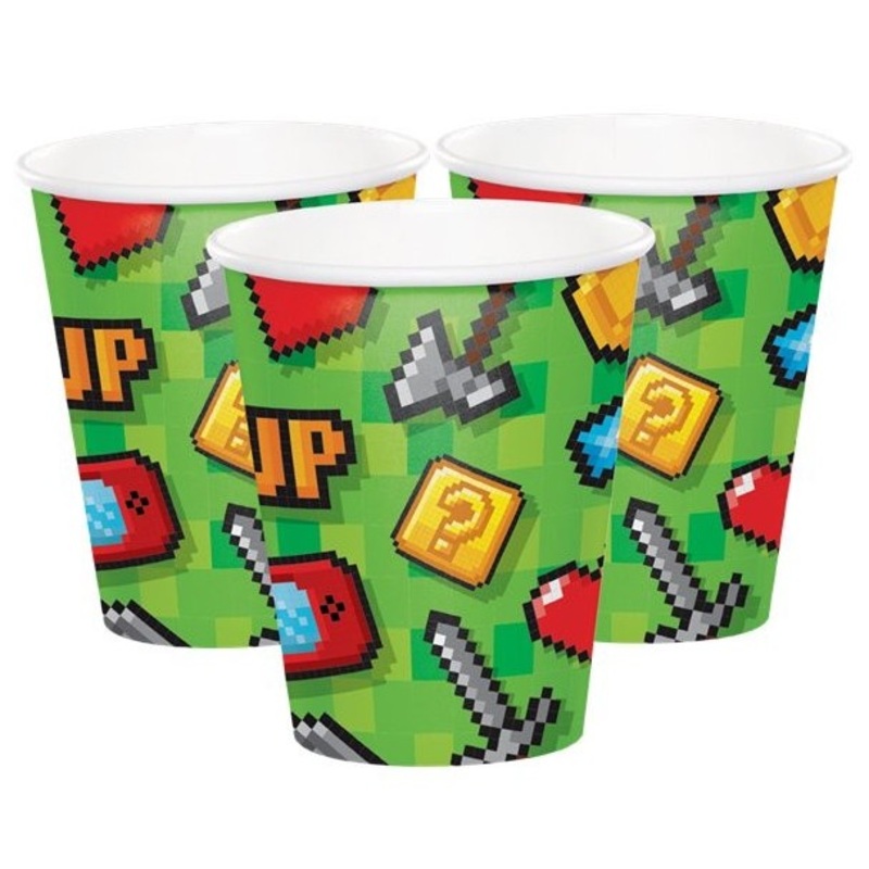 8 Level Up Birthday paper cups 266ml