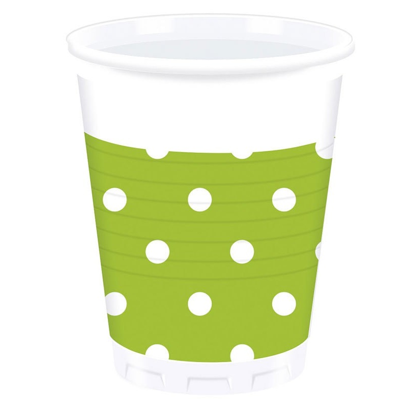 8 Mix Patterns dots cups light green 200ml