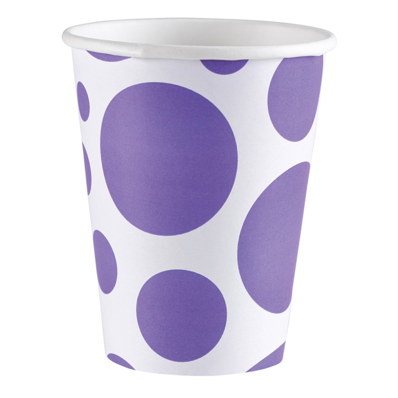 8 sweet dots paper cups lilac 266ml