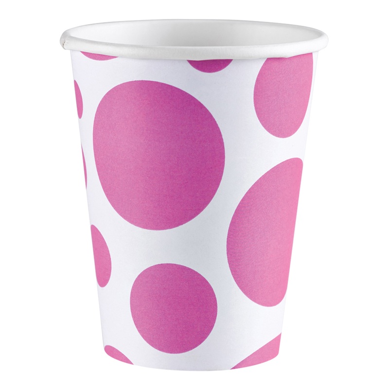 8 sweet dots paper cups pink 266ml
