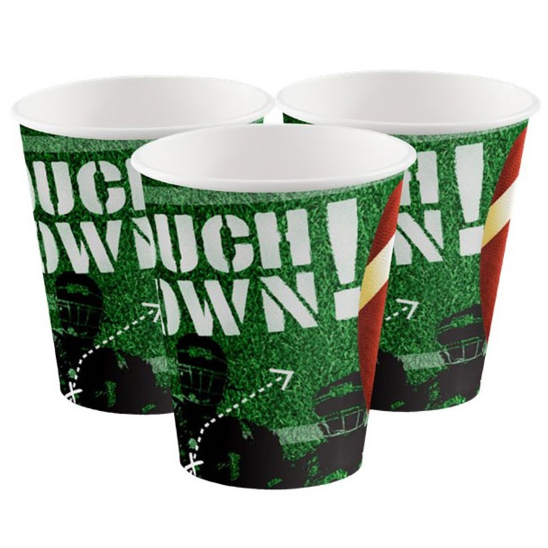 8 Touchdown Football paper cups 250ml