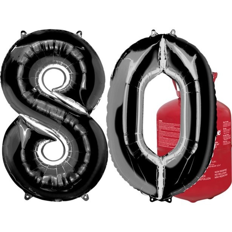 80th birthday helium bottle with balloons