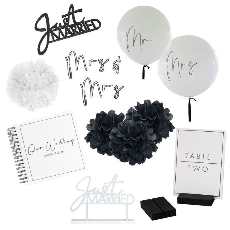 9-piece party package - wedding in black and white