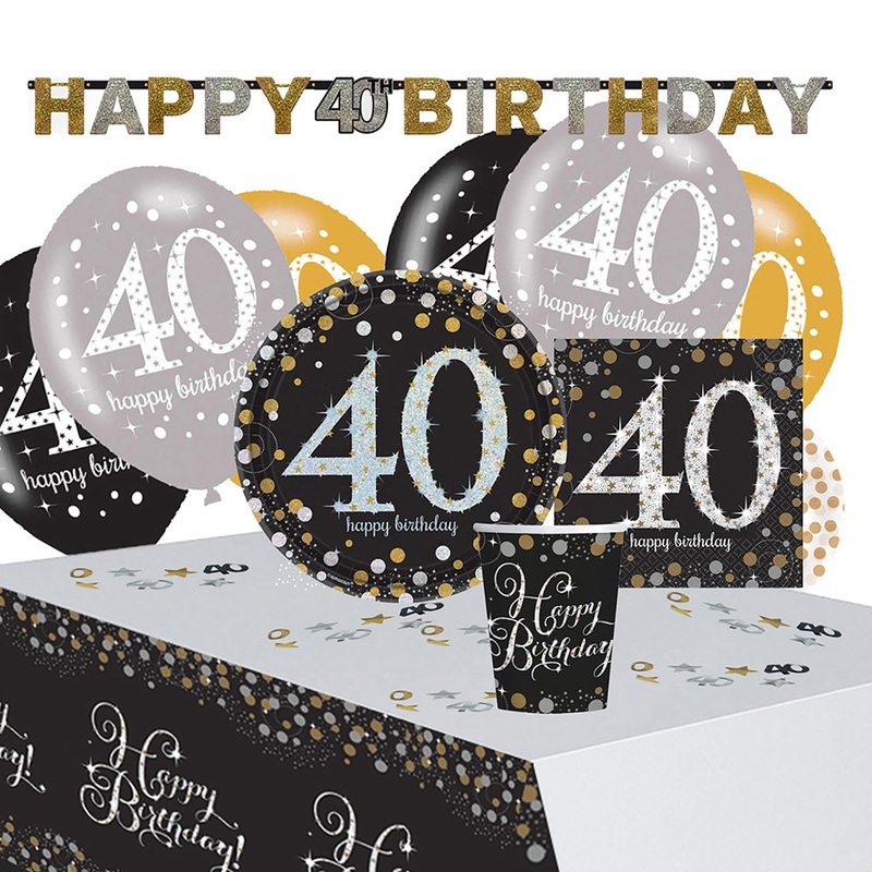Golden 40th Birthday decoration set 41 pieces