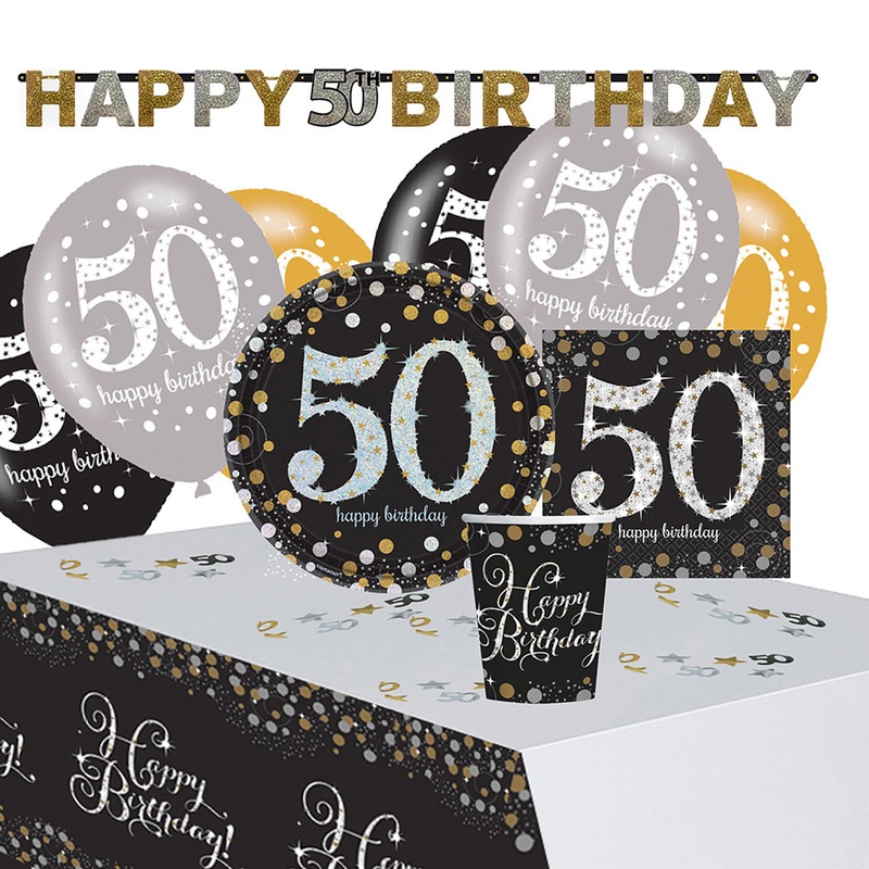 Golden 50th Birthday decoration set 41 pieces