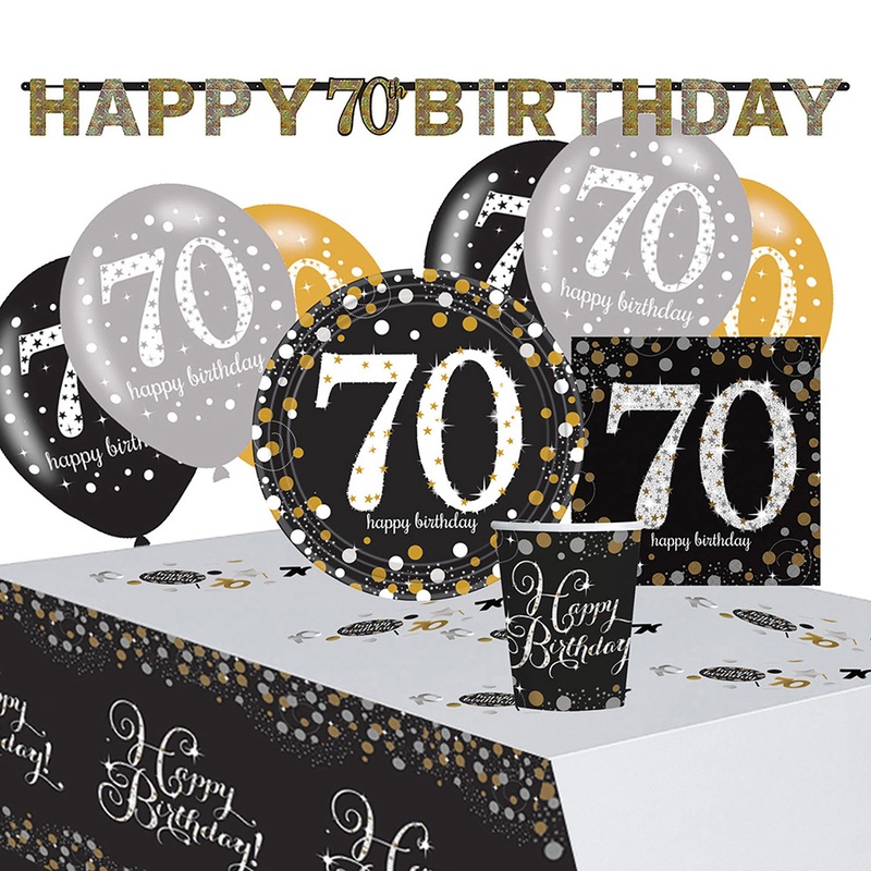 Golden 70th Birthday decoration set 41 pieces