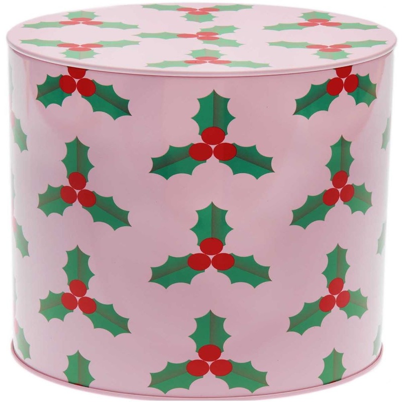 Pink holly cookie jar