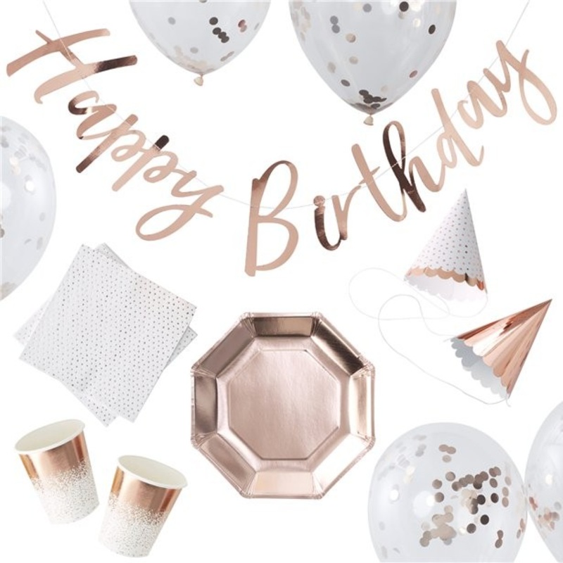 Rose gold party set Hooray 70 pieces