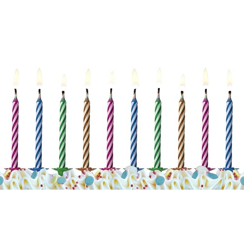 10 cake candles in the color mix 6cm