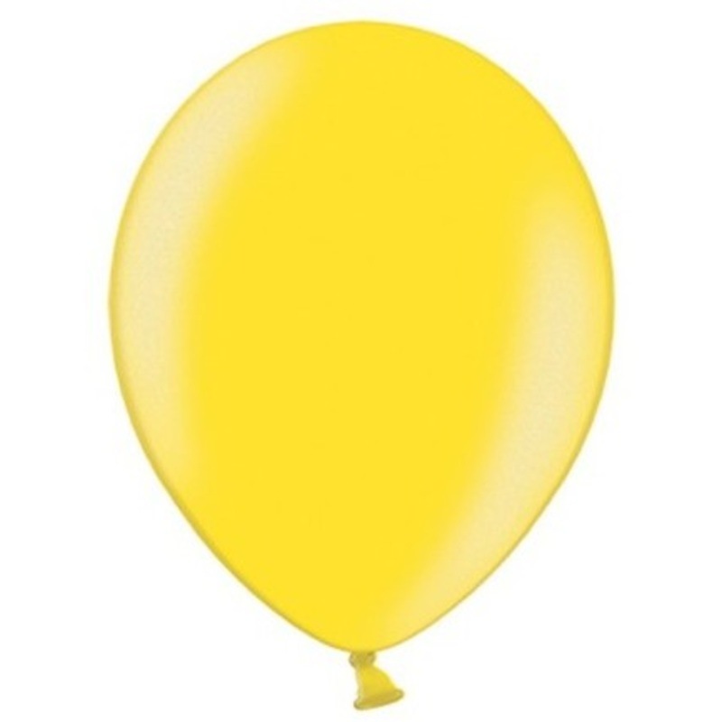 10 party star metallic balloons lemon yellow 23cm