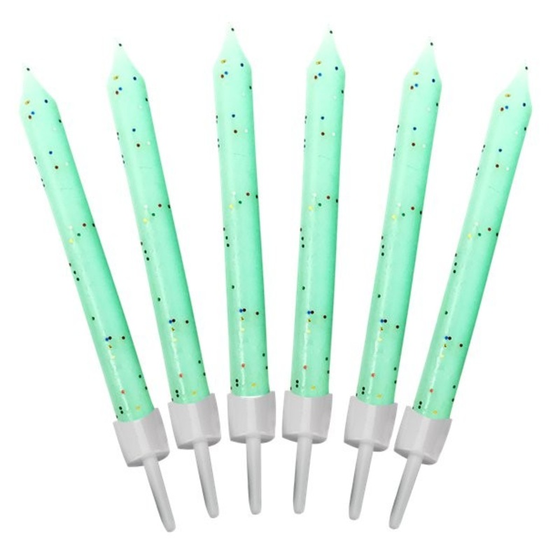 12 mint green cake candles