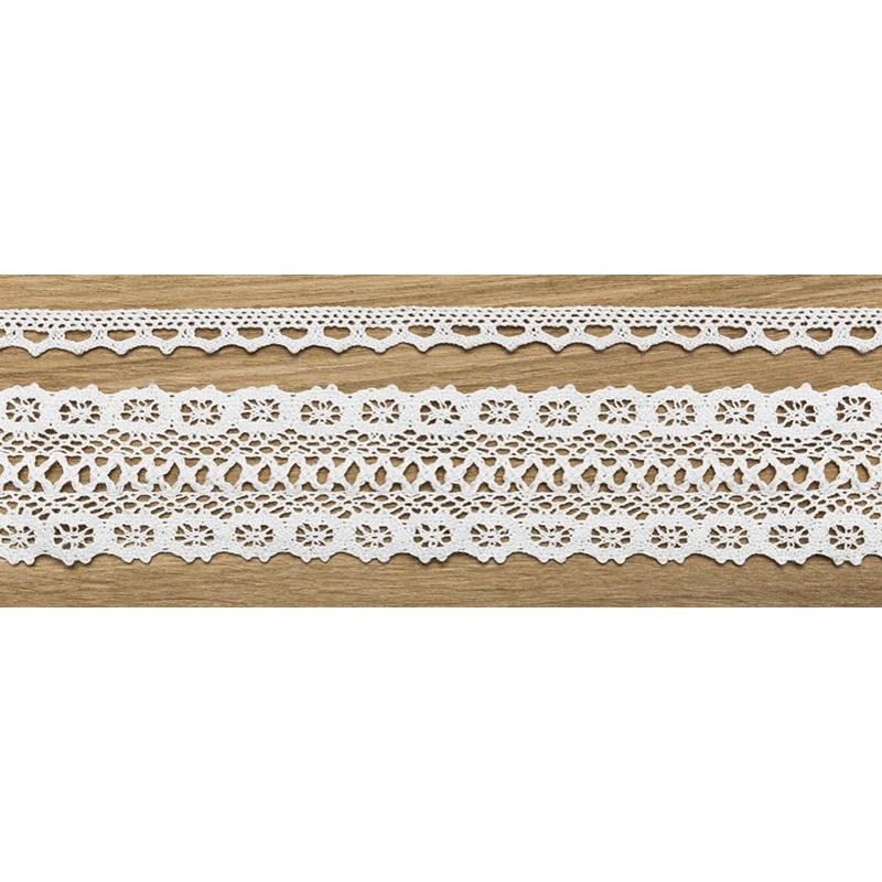 2 cotton lace crochet ribbons 1.5m