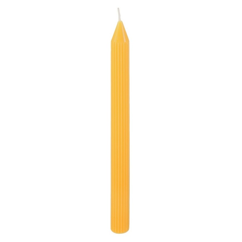 2 Taper Candles Fluted Yellow 2 x 25cm