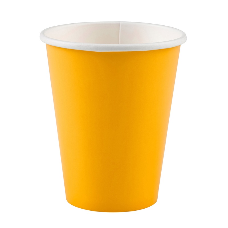 20 paper cups sun yellow 266ml