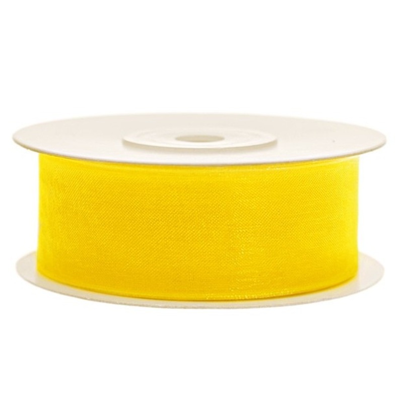 25m gift ribbon yellow chiffon look