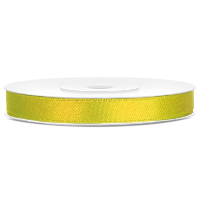 25m satin gift ribbon dark yellow 6mm wide